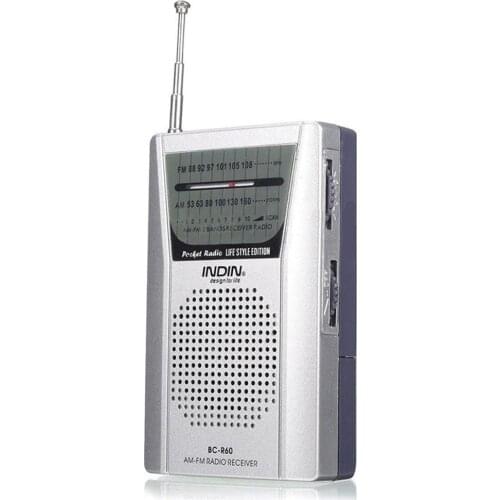 BC-R60 Pocket Radio Telescopic Antenna Mini AM/FM 2-Band Radio World Receiver with Speaker 3.5mm Earphone Jack