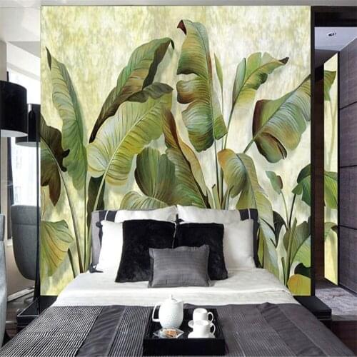 Milofi Custom Large Wallpaper Mural South Asia Wallpaper Banana Leaf Living Room Background Plant Green Decorative Painting