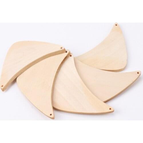 Wooden color Triangle Connection Wood Flatback Beads for Scrapbook DIY Decoration 5pcs 74x50mm KL104