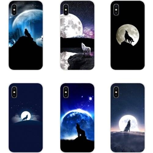 For Apple iPhone X XR XS 11Pro MAX 4S 5S 5C SE 6S 7 8 Plus ipod touch 5 6 Accessories Phone Cases Covers Moon Wolf Animal
