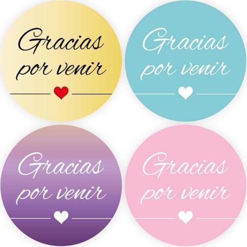 DouxArt 100 Pieces Stickers Gracias por venir, 4CM Colourful Wedding Favors Party Communion Baptism Handmade Labels Seals