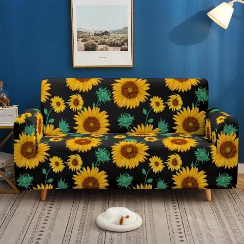 BailiPromise 3D Print Spring Sunflower Custom Fashion Elastic Couch Sofa Cover Modern Sofa Protector 1/2/3/4-seater Home Decor