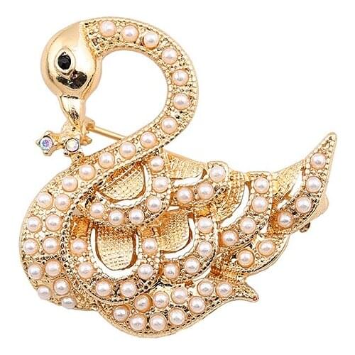 European and American New Classic Pearl exquisite temperament Swan modeling fashion with diamond brooch accessories