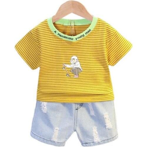 Summer Kids T-Shirt Shorts2Pcs/sets Baby Boys Girls Letter O-Neck Clothes New Infant Toddler Fashion Children Cartoon Tracksuits