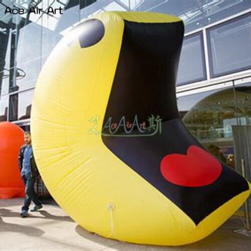 Giant yellow inflatable pac man with big mouth for game compition advertising