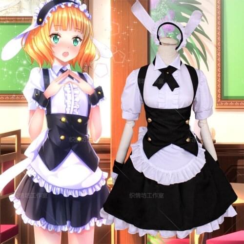 Free shipping Hot Anime Gochuumon wa Usagi Desuka? cosplay Kirima Syaro Tedeza Rize cos Maid costume cute cartoon Maid