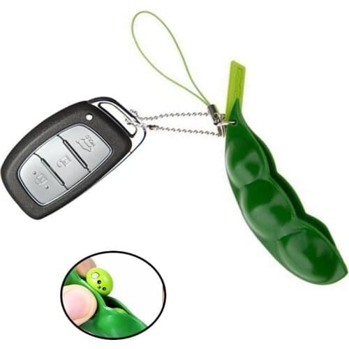 Stress Relief Toy Extrusion Pea Bean Soybean Edamame Stress Relieve Toy Cute Fun Key Chain Ring Gift Bag Charms Trinket