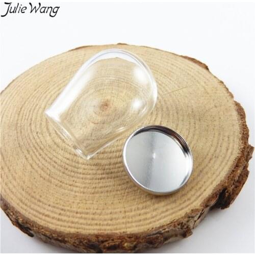 Julie Wang 4sets Iron Metal Base Round Glass Ball Handmade Display Necklace Women Vintage Jewelry Accessory Finding