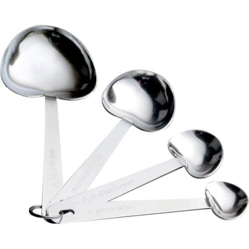 Kapmore Measuring Spoon Set Stainless Steel 4Pcs Heart Shape Measure Scoop Measure Teaspoon Kitchen Measuring Accessories
