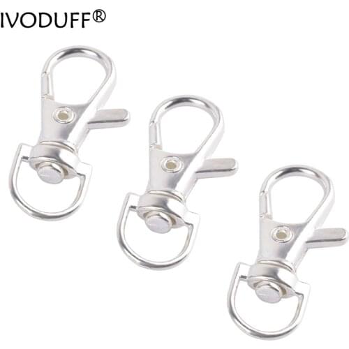 1 piece of metal plated real silver hook carabiner lobster clasp clip oval spring loop craft leather door strap