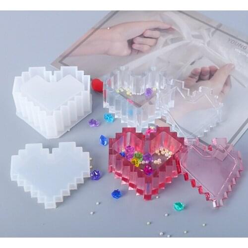 Heart Shape Crystal Epoxy Resin Mold Handmade DIY Making Jewelry Storage Box Silicone Modeling Supplies