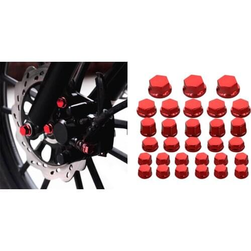 30Pc Motorcycle Nut Screw Cover For Yamaha For Kawasaki Red