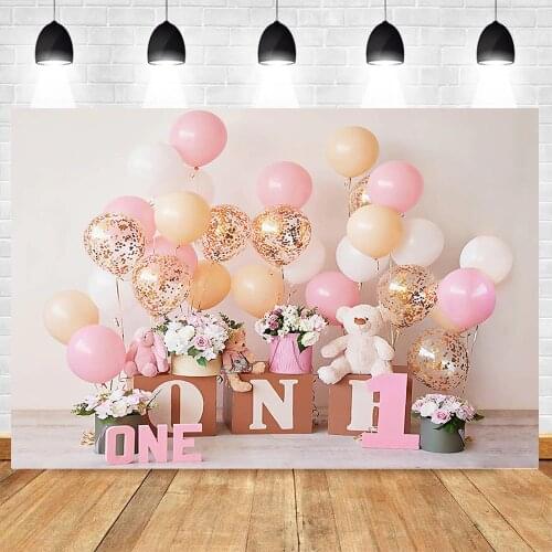 Mehofond Photo Background Newborn 1st Birthday Background Balloon Cake Flowers Baby Shower Birthday Decor Backdrop Photocall