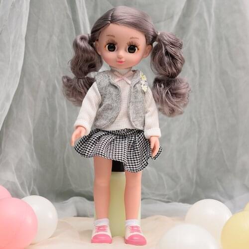 Fashion Baby Mini Dolls For Girls 32 cm 1/6 Doll Kawaii Full Set Princess Female Body Curly Hair Action Figure Toys