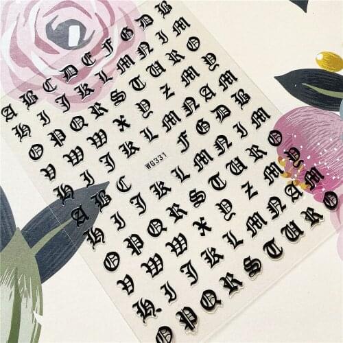 WG040 WG041 WG331 English alphabet letter 3D Back glue Nail decal Nail sticker Nail decoration Nail art Nail ornament