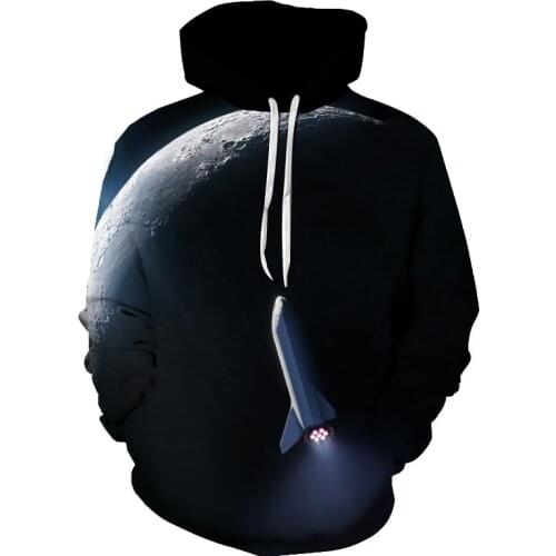 New series of 3D printing printed hoodie space and rocket street fashion hoodie