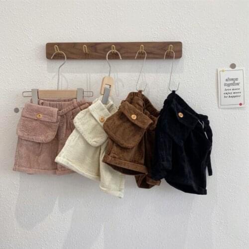 2021 New Arrival Girls Boys Corduroy Shorts With Bag Autumn Fashion Cotton Kids Shorts 1-7 Years XY449