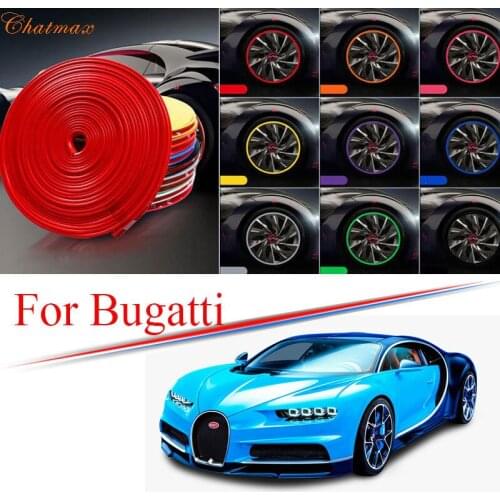 9 Colors Car Wheel Hub Rim for Bugatti Chiron Veyron Grand Sport Edge Protector Ring Tire Strip Guard Rubber Decals 8M