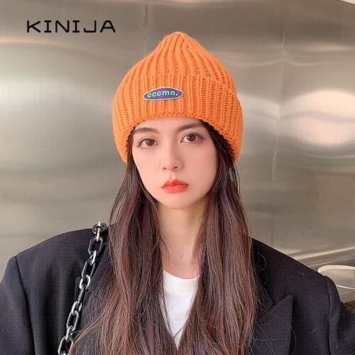 Autumn knit hat Candy color cold hat girl Solid Hip-hop WOOL Skullies Bonnet Cap Men Street Casual Beanies cute hats for women
