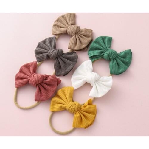 Infant Baby Girls Knitted Ribbed Hair Bows Ties Lovely Hair Bands Elastics Ponytail Holders Toddler Fashion Hair Accessories