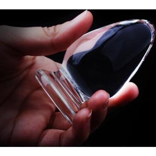 C Style Transparent Glass Anal Dildo Butt Plug Anal Beads Sex Toy for Women Adult Products for Couples Crystal Anal Stimulator