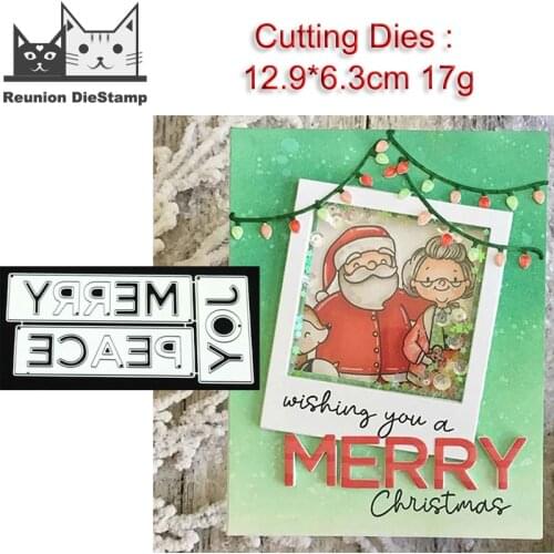 Reunion Merry Peace Joy Letter Metal Cutting Dies Stencils for DIY Scrapbooking Photo Album Decorative Embossing DIY Paper Cards