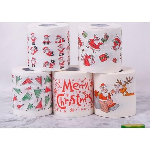 Christmas Table Napkin Home Santa Claus Bath Toilet Roll Paper Xmas Decor Tissue Personalized pattern color napkins