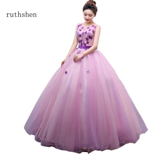 Ruthshen 2020 New Prom Dresses Cheap Real Photo Long Evening Gowns Sweet 16 Teens Party Dress Purple Vestidos De Debutante
