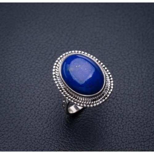 StarGems Natural Lapis Lazuli Handmade 925 Sterling Silver Ring 6 E2409