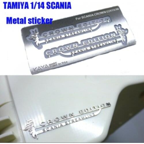 Tamiya scania actros truck crown edition metal sticker/decals for 1/14 scale rc trailer r620 56323 r470 r730 tractor truck