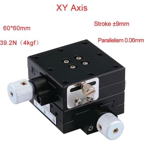 XY Axis 60*60mm Cross Rail Manual Linear Stage Platform Sliding Table PLWFY6060-L/R