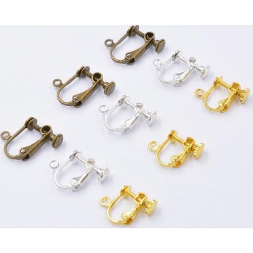 10pcs Brass Crew Ear Clip Non-Pierced Earring Converter Earring Clasps & Hooks Findings Base for DIY Jewelry Marking Supplies