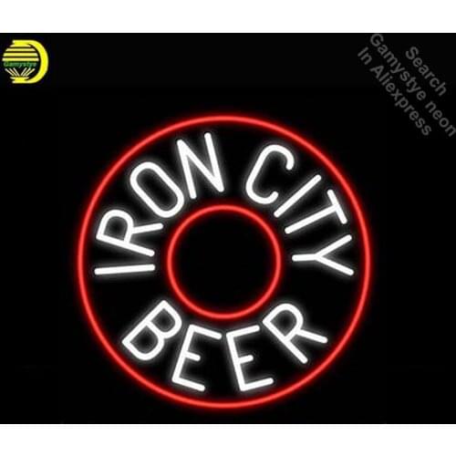 Iron City Beer Neon Light Sign GLASS Tube Handcraft Beer Sign Light Signs lampara neon personalized Lamp neon light wall