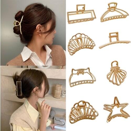 Vintage Fashion Metal Hair Claws For Women Female Gold Color Geometric Hair Clips Elegant Barrette Crab Hairpin Hair Accessories