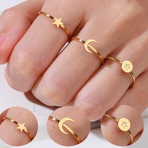 Stainless Steel Rings For Women Letter Ring Initial Heart Star Ring Gold Couple Ring Fashion Letter Custom Wedding Women Jewelry