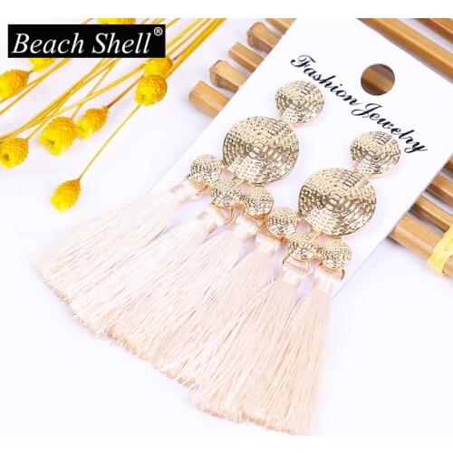 Women earrings accessories handmade jewelry long earring korean fashion bohemian christmas boho yellow statement tassel gold new