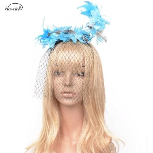 Lady Women Girls Bride Veil Flower Headwear Headdress Feather Fascinators Hair Hoop Clips Headband Cocktail Party Hairband
