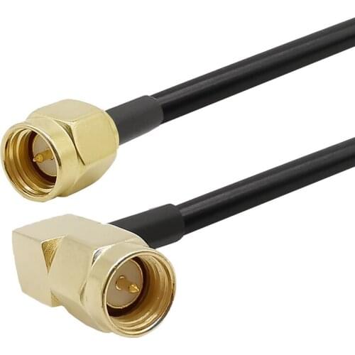1-20 Meters SMA male to SMA male right angle with Connecting Line RF pigtail cable RG58 Antenna Extender Wire Jumper