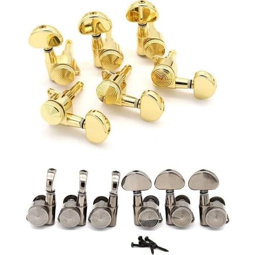 1set Jin-Ho Guitar Locking Tuning Pegs 3L3R for Acoustic Electric Guitar JN03-SP Black Nickel/Gold