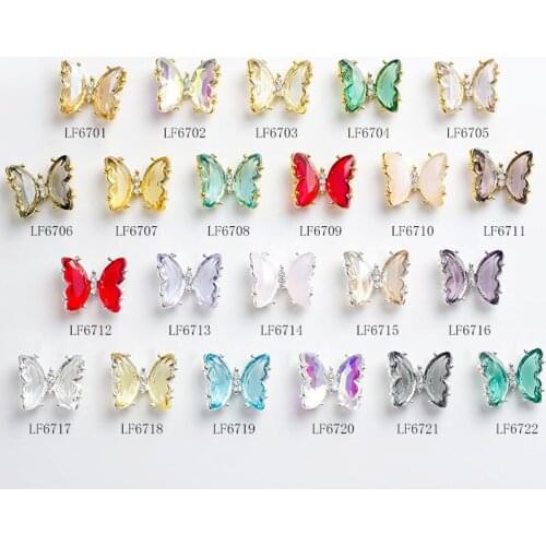 10PCS 3D Alloy Aurora Butterfly Nail Rhinestones Metal Glitter Butterfly Nail Decorations Accessories Supplier Nail Charms Gems