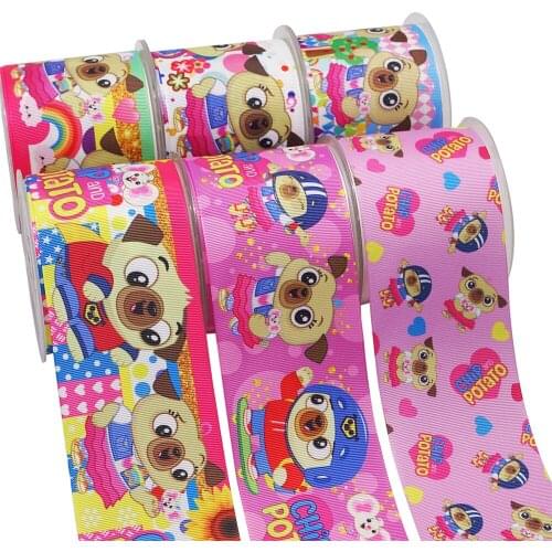 10 Yards 3inch 75mm Cartoon Printing Grosgrain Ribbon For Hair Bows DIY Crafts Handmade Accessories 54808