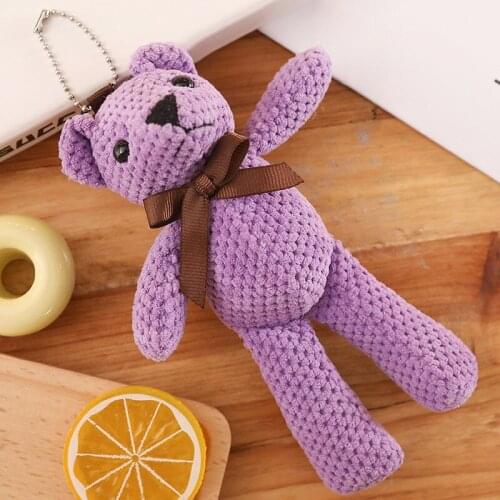 18cm Little Teddy Bear Keychain pendant cute small teddy bear doll keychain Stuffed Animals Dolls Plush Toys pendant wedding bir