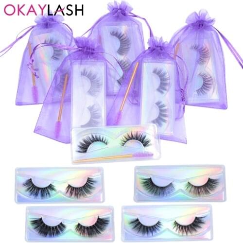 OKAYLASH 2021 Fluffy Natural 5D Eyelashes Soft 3D False Cilia Bundle Sale Fake Black Lashes Beauty Makeup Eyelash