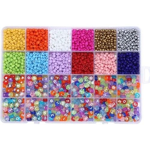 4MM Rice Beads + Acrylic English Letter Bead Set DIY Bracelet Necklace Jewelry Accessories Loose Beads Promotion