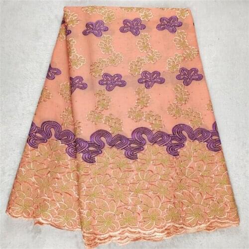 5Yards Swiss Voile Lace Fabric 2020 Latest Brocade Fabric Embroidery African Wedding 100% Cotton Popular Dubai Style for dress