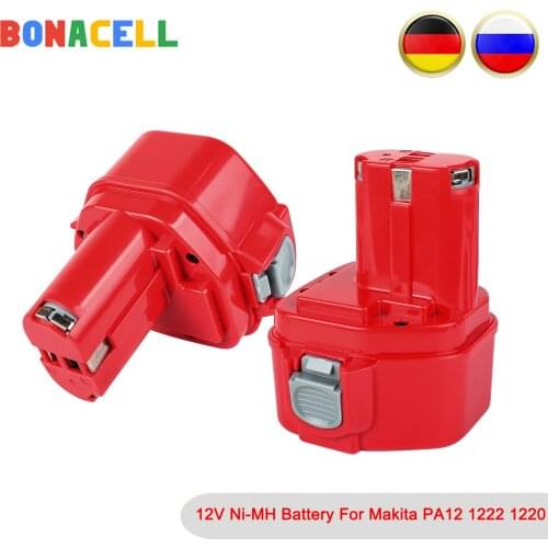 Bonacell 2000mAh Battery for Makita 12V PA12 1220 1222 192598-2 1233S 1233SB 1235 UC170D UC170DWD VR250D VR250DA