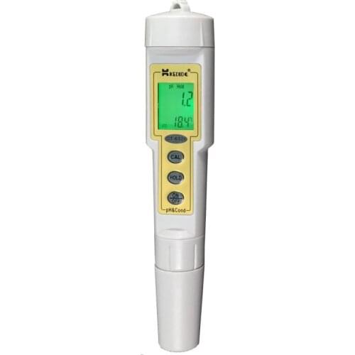 Digital Pen Type PH & Conductivity Meter Waterproof Pocket Portable PH & Cond Meter Range 0~14.0pH 0~199.9uS/cm Water Analyzer