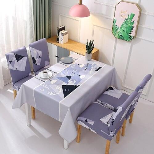 Decorative Tablecloth Waterproof Oilproof Dining Table Cover+Chair CoverRectangular Printed Table Cloth Spandex Tablecloth D30