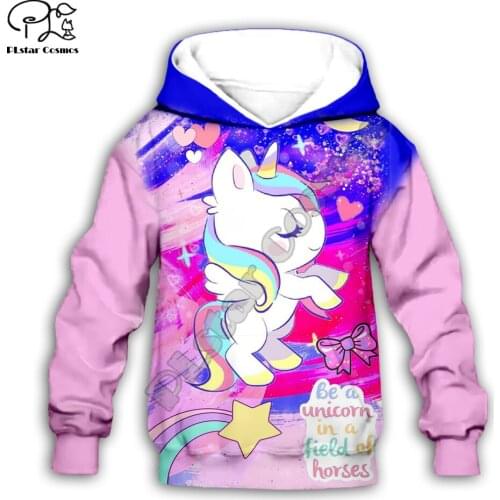Kid 3D print cartoon unicorn painting hoodie children baby long sleeve rainbow Sweatshirt zipper coat boy girl