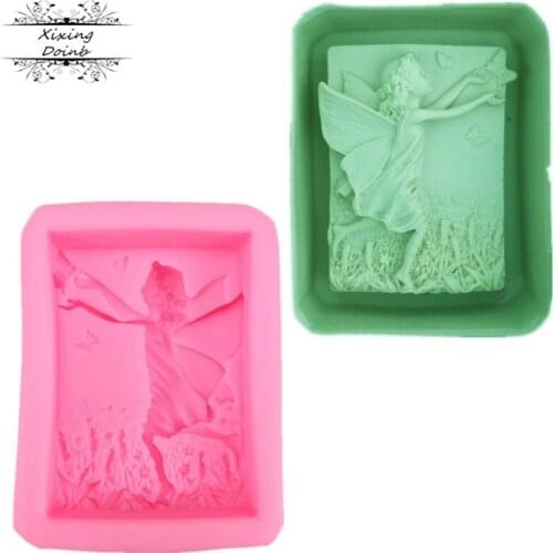 DIY cute fairy girl shape silicone jelly mold cake decoration tools candy chocolate fudge soap mold
